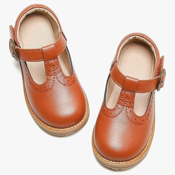 Mary Jane T-Strap Brown Toddler Shoes - Picture 1 of 4